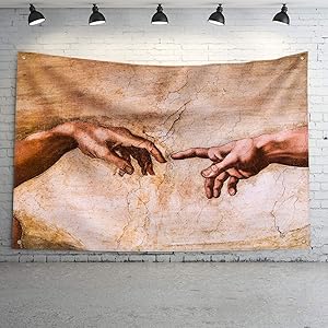 LONEA The Creation of Man - Hands by Michelangelo Buonarroti Banner Flag God and Adam Hands Art Print Poster with Brass Grommets for College Dorm Frat or Man Cave 3x5 Ft