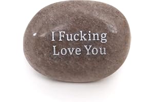 YECNA Viva Rebel Engraved Inspirational Gratitude Worry Prayer Stone with Swear Words, Empowerment Chakra Zen Meditation Reiki Palm Healing Therapy Rock for Anxiety (I Fucking Love You)