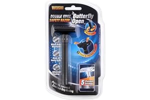WEISHI Butterfly Open Double Edge Safety Razor Nostalgic Adjustable Matte Black