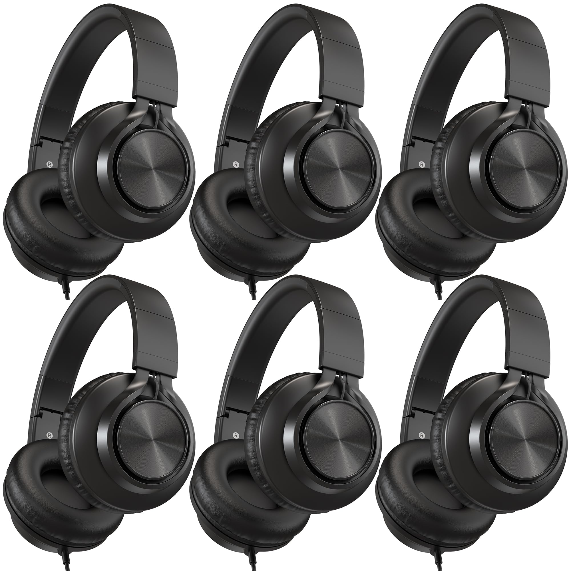 Photo 1 of AILIHEN Kids Headphones Wired for School Bulk, 6 Pack Headsets with Microphone for K-12th Grade Classroom, Students, Teens, 3.5mm Jack for Chromebook, Computer, Laptop (Black)