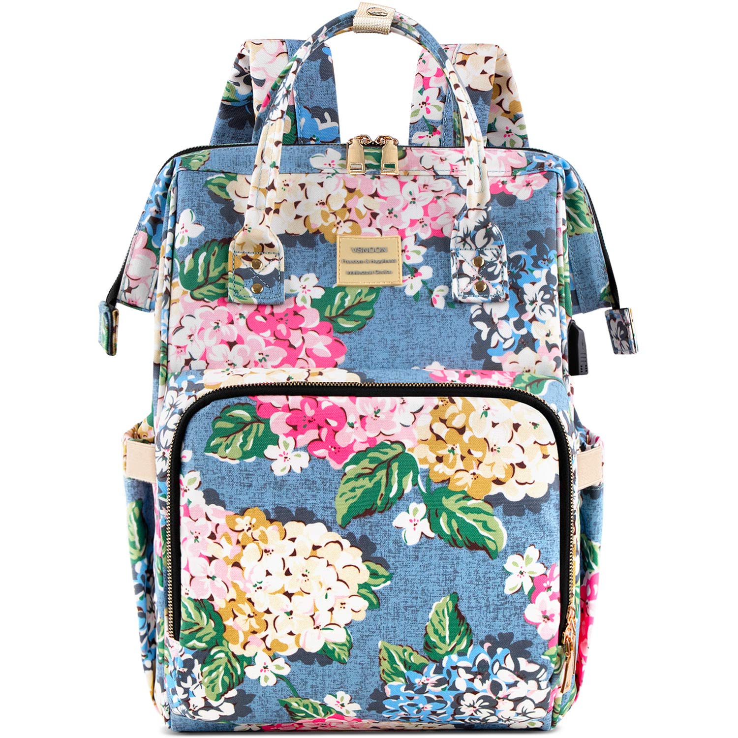 VSNOON Floral Backpack VSNOON Stylish Laptop Backpack 15.6 Inch Wide Open Water  main image 2