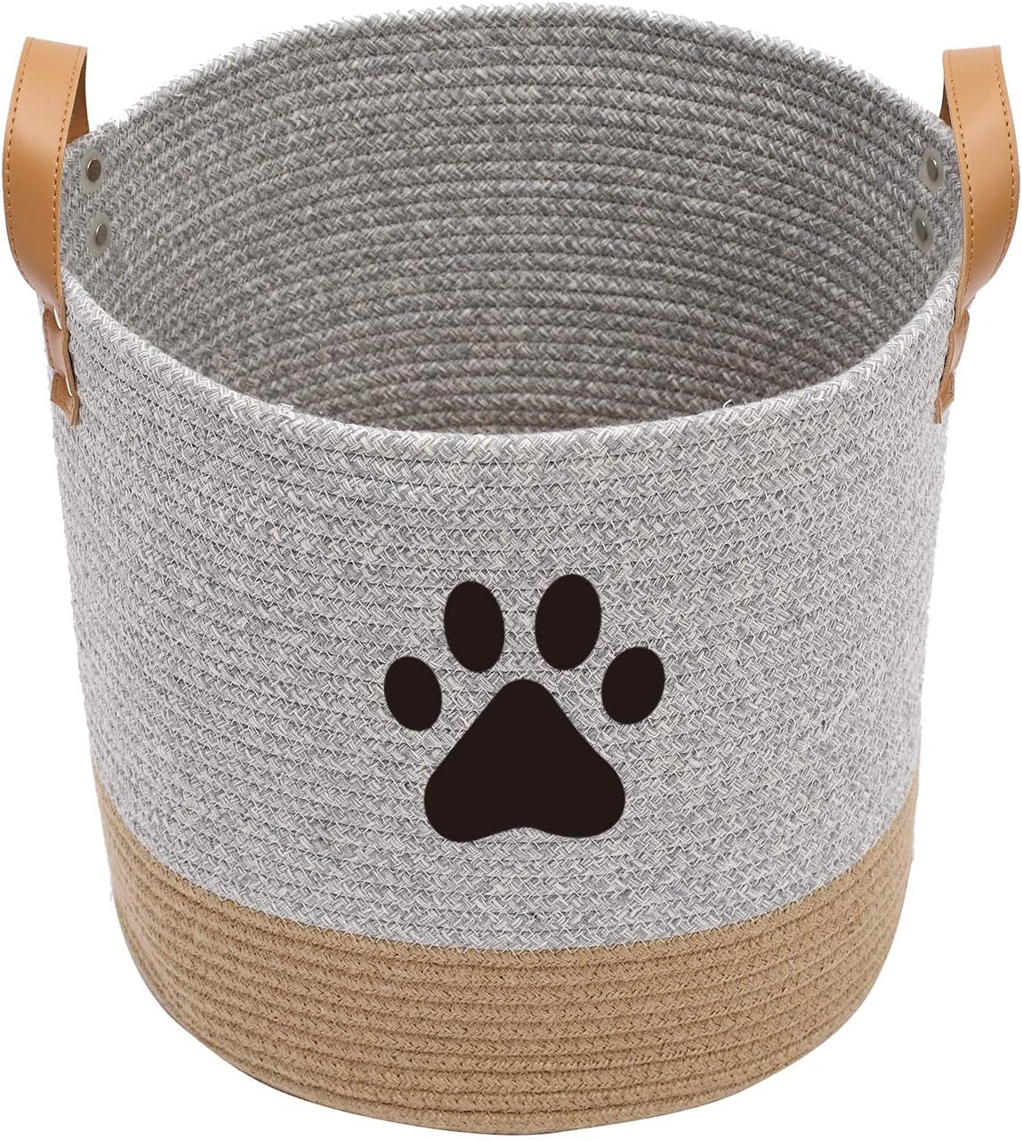 Morezi Round Pet Basket, Laundry Basket, Suitable for Storing Dog Toys Dog Clothes and Other Pet Supplies - Khaki Grey - Image 4