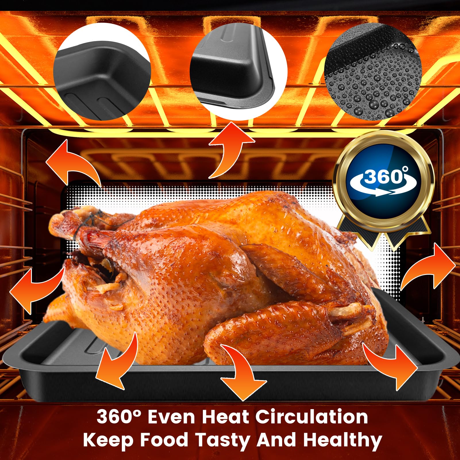 Air Fryer Toaster Oven Accessories for COSORI 12 in 1 C130 CS130 CO130 Convection Oven, 14’’*12’’ Non-Stick Rectangle Air Fryer Rack Replacement Parts Grill Pan Grill Plate Crisper Plate Tray