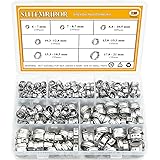 Sutemribor 304 Stainless Steel 7-21mm Single Ear Hose Clamps Assortment Kit, 128PCS