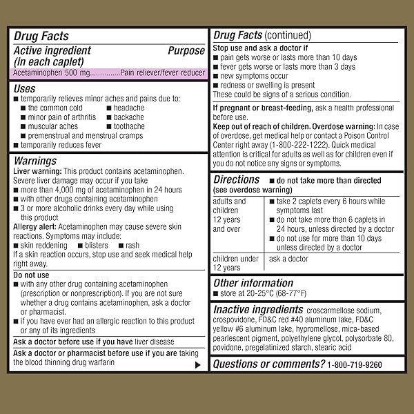 GOODSENSE RAPID RELEASE PAIN RELIEF, ACETAMINOPHEN CAPLETS 500 MG, EXTRA STRENGTH PAIN RELIEVER AND FEVER REDUCER, 100 COUNT