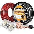 1/0 Gauge Battery Cable Wire Copper Clad Aluminum CCA Amp Wiring Kit 40FT Black/Red for Automotive Power Ground,Car Audio Speaker,Inverter Truck with 250A ANL Fuse Holder Lug Terminal Heat Shrink Tube