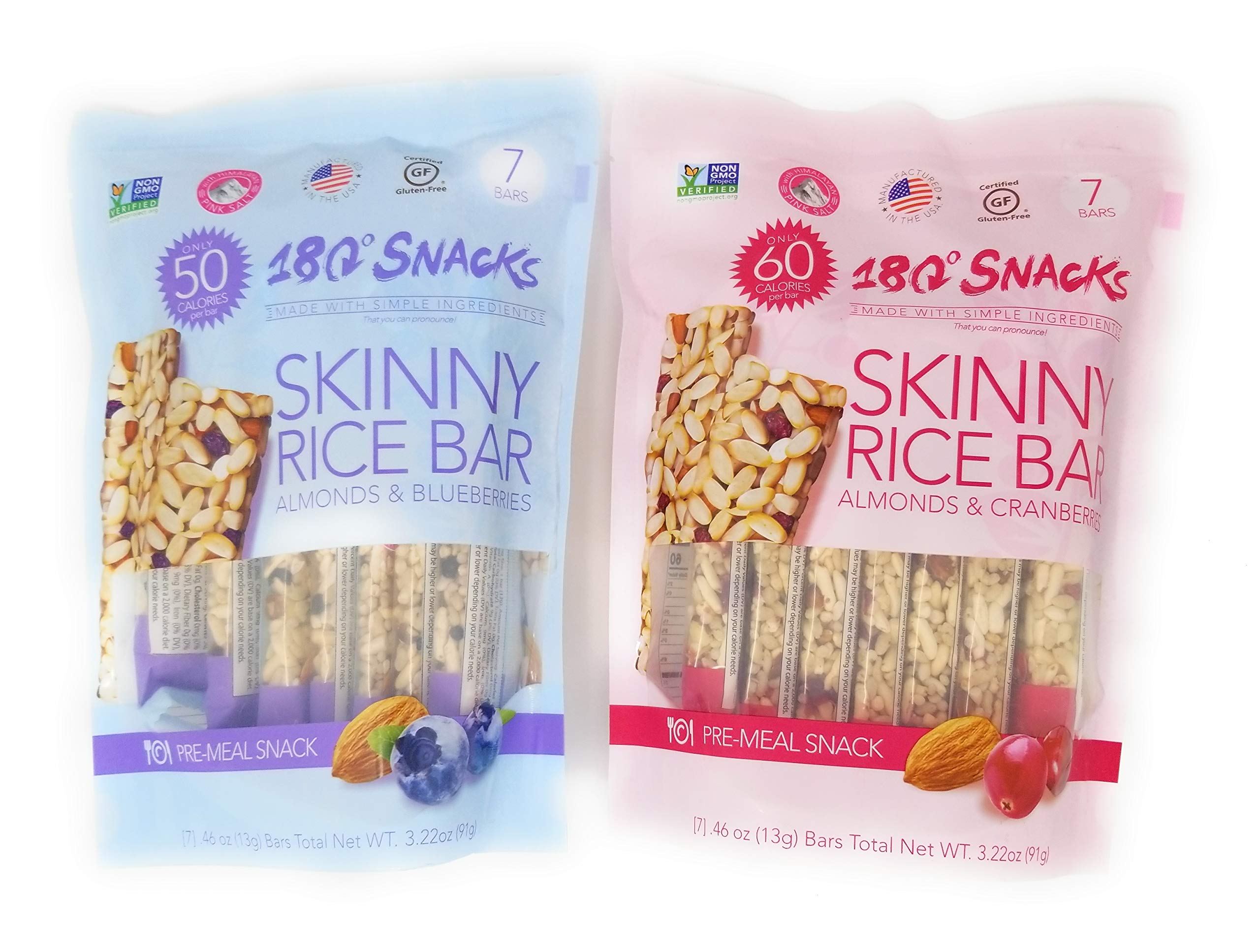 180 Snacks PreMeal Snack Skinny Rice Bar with Himalayan Salt 1 Pack, 3