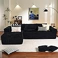 Modular L-Shape Sectional Sofa With Chaise - Deep Seat Boneless Couch For Living Room, No Assembly Required (Black, Right)