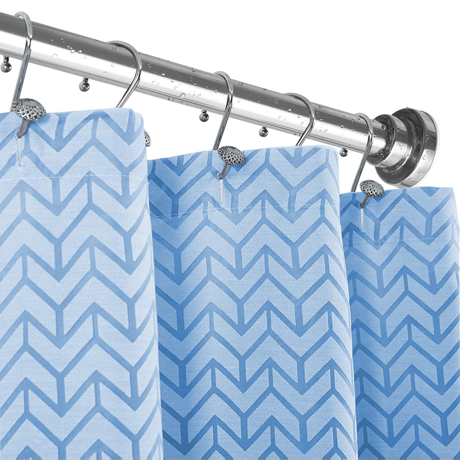 Ausemku Shower Curtain Rod Tension - 40-72 Inch Never Rust Non-Slip Spring Tension Curtain Rod No Drilling Stainless Steel Curtain Rod Use Bathroom Kitchen