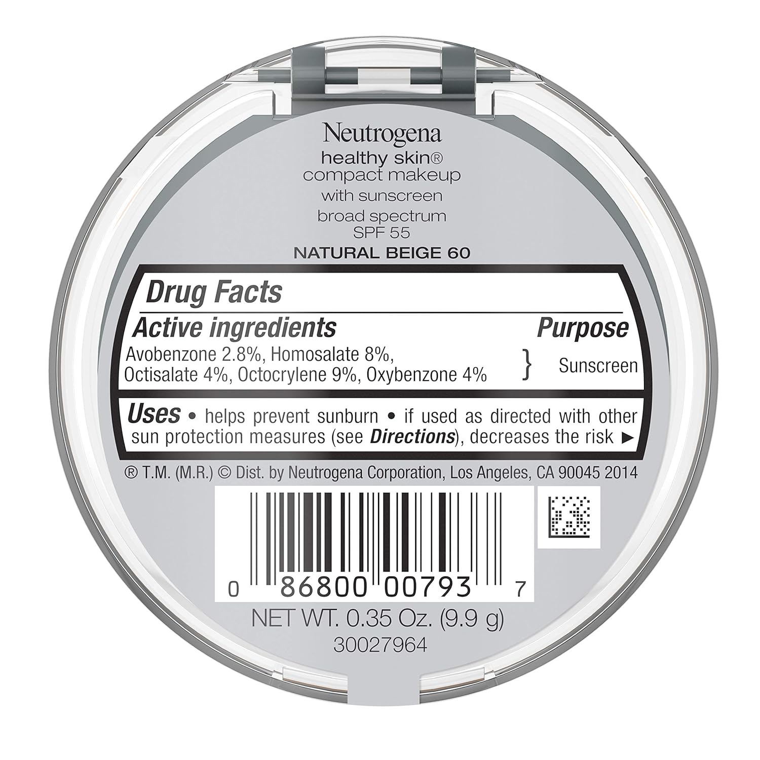 Neutrogena Healthy Skin Compact Lightweight Cream Foundation Makeup with Vitamin E Antioxidants, Non-Greasy Foundation with Broad Spectrum SPF 55, Natural Beige 60, .35 oz : Beauty
