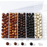 Secmity 140pcs Large Hole Wooden Beads for Crafts, 5 Colors Vintage Unfinished Wood Hair Bead 9X10mm Wooden Loose Spacer Beads for Macrame Decorations DIY Jewelry Making, Bracelets