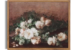 Bluebubble Framed Canvas Vintage Wall Art For Living Room Home Decoration, Rose and Guitar Large Canvas Classic Oil Painting Wall Art Home Decor for Hallway, Dining Room, Bedroom Canvas Prints -