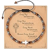 LAVEIR Christian Gifts for Women & Men Cross Bracelet with Loved Card Triple Protection Healing Stone Bracelet Positive Energy Gift for Teen on Birthday Graduation Christmas