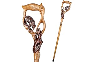 GC-ARTIS CRAFT OF CANES Wooden Walking Cane for Men and Women - Handmade Wood Stick, Fashionable Canes, Ergonomic Handle - Bear Hunting Gazelle