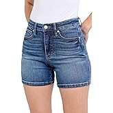 Judy Blue Womens Jean Shorts - Mid Rise Tummy Control Mid Length Shorts