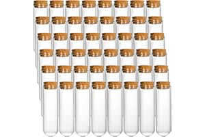 Frcctre 48 Pack 50ml Glass Test Tubes with Cork Stoppers, 30x100mm Clear Round Bottom Glass Test Tubes for Scientific Experiments, Bath Salt and Candy Storage, Plant Propagation Container