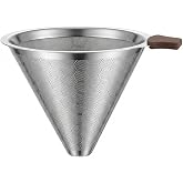 Upgrade Reusable Pour Over Coffee Filter for Chemex &amp; Hario V60, Double Layer Fine Mesh Stainless Steel, Cone Coffee Filter 3.46inch height, 4-10 Cup Coffee Makers, Eco-Friendly Coffee Strainer