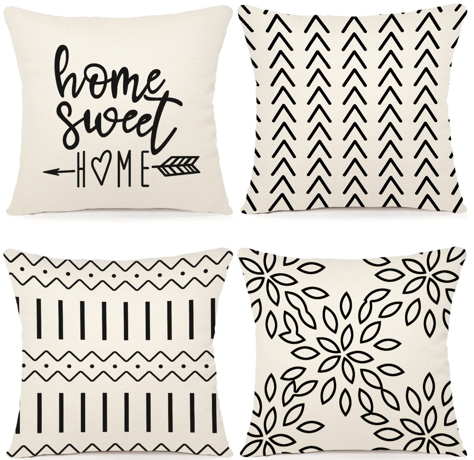 YCOLL Cushion Covers 60x60 Set of 4 Linen Pillow Covers Cream Sofa Cover Modern Sofa Pillows Covers Decorative Outdoor for Sofa Garden Bed Couch Cushions 60cm x 60cm — image 1