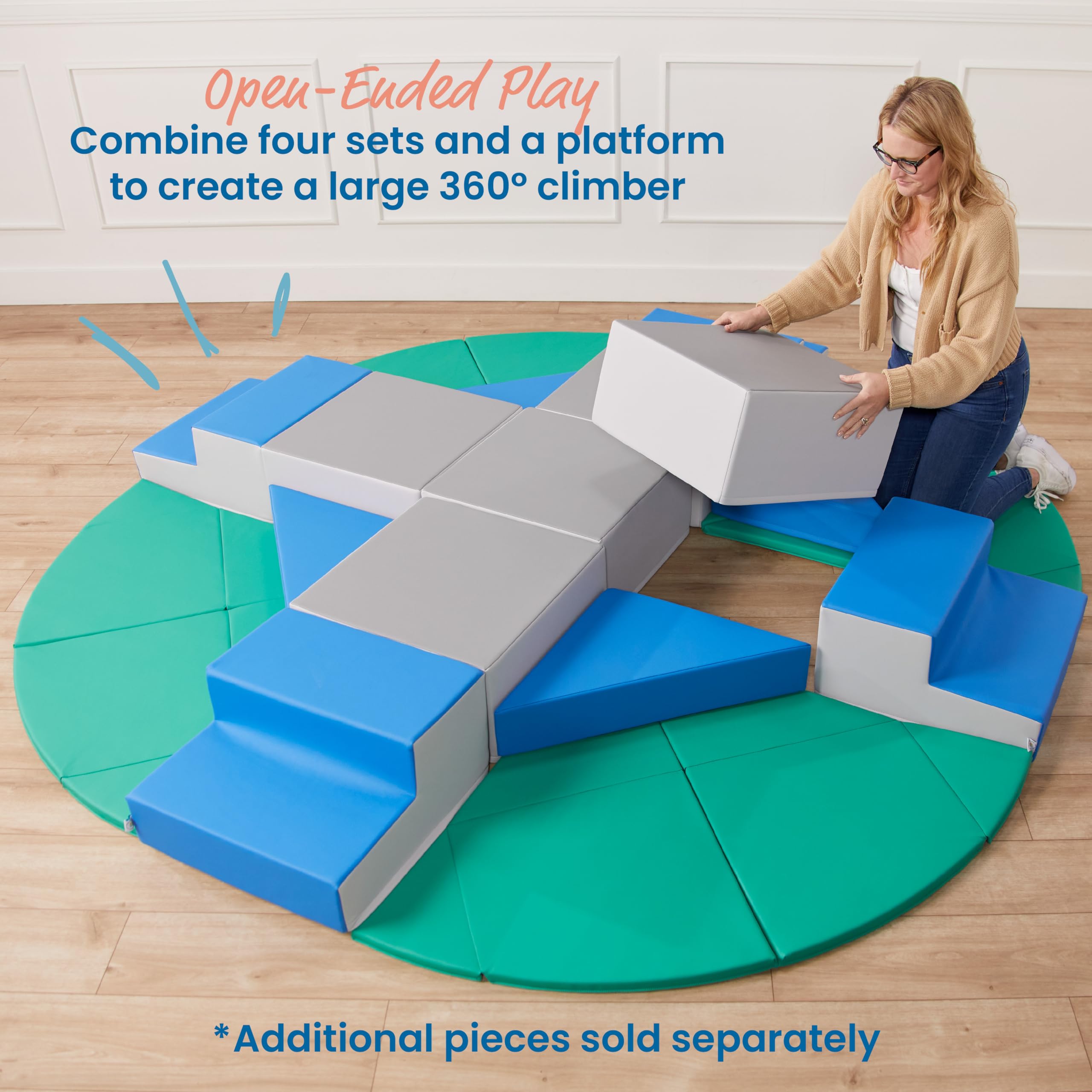 ECR4Kids SoftZone Adventurer's Summit Step, Corner Climber, Contemporary, 4-Piece