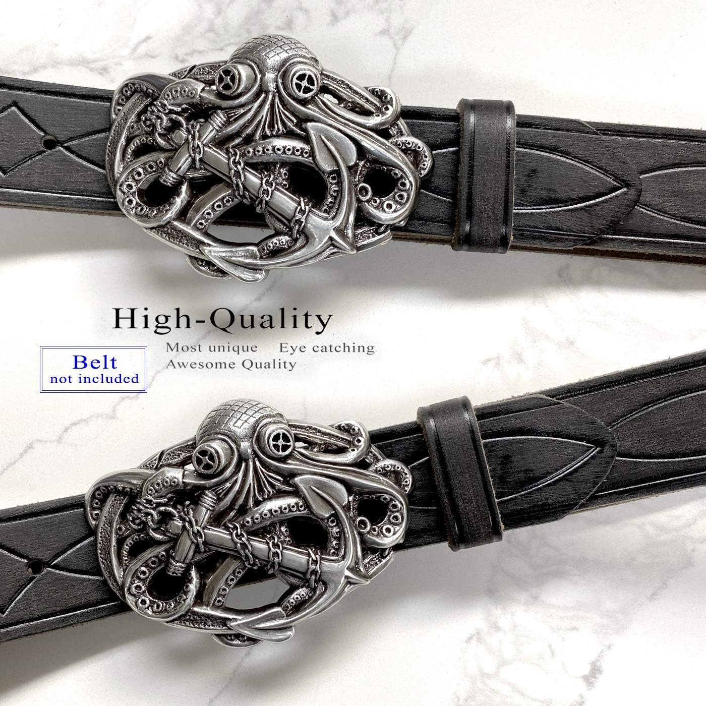 Punk Pirate Octopus Kraken Boat Anchor Antique Silver Belt Buckle: Clothing
