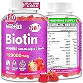 (2 Packs)Biotin Gummies for Women and Men, Max Strength 20,000 mcg Biotin with Collagen, Keratin & Folic Acid, 8-in-1 Advanced Formula for Hair Growth, Strong Nails & Smooth Skin, Vegan, 120 Counts