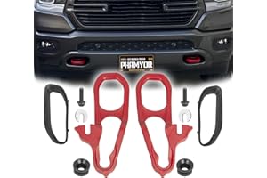Phamyor Heavy Duty Front Tow Hooks Fit for 2019-2023 Dodge Ram 1500 DT, Replace OE 82215268AB 68272944AB 68272945AB, Left & Right, Red