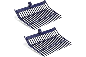 Lasnten Manure Fork Replacement Head, 18 Tines Pitchfork Head with Screws and Nuts, Horse Manure Rake for Picking up Grass and Hay (Navy,2 Pcs)