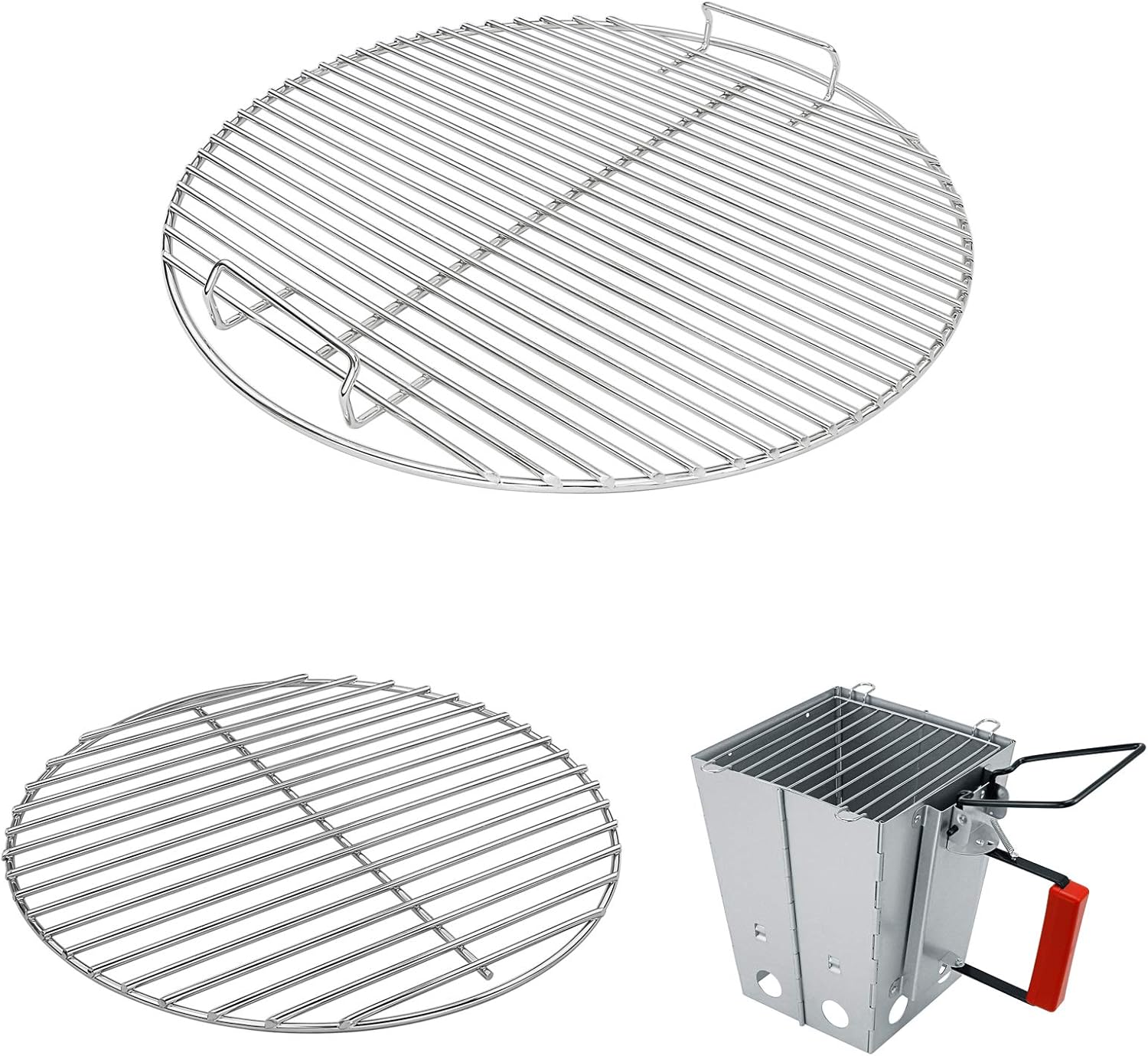Hisencn Grill Grate, Charcoal Grid for Weber 18.5" One-Touch Charcoal, Bar-B-Kettle, Smokey Mountain Cooker Smoker, Jumbo Joe, Original Kettle Grill for Weber 7432, 7440 with Foldable Chimney Starter : Garden & Outdoor