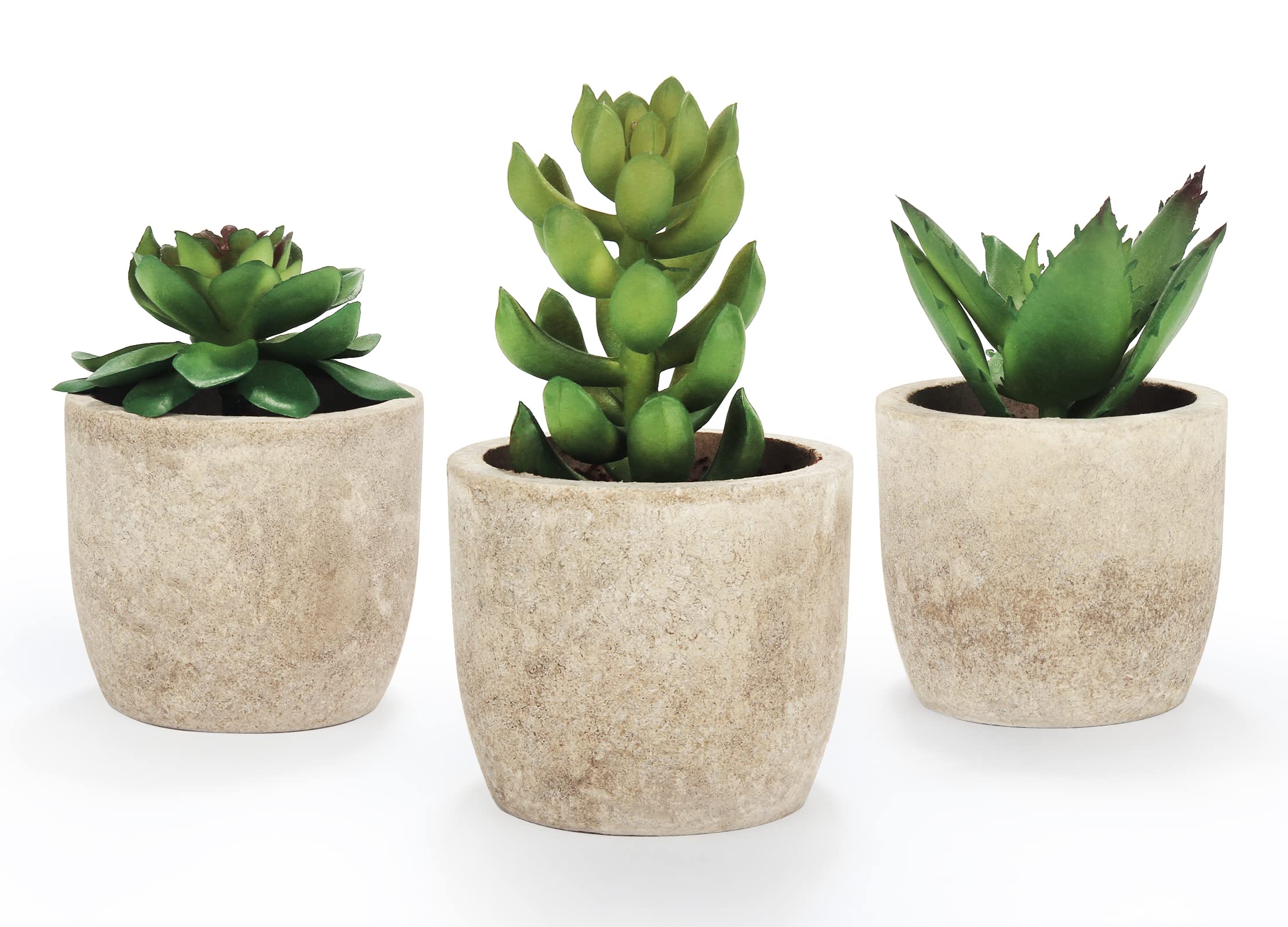 Mr.Bom Set of 3 Mini Artificial Succulents Plants Potted Decorative Fake Succulent Plant in Pots Artificial Plant Indoor for Bedroom Office Desk Kitchen Decor Gift Set