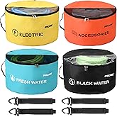 PR1ME 4 Pack Waterproof RV Hose Bag Storage, Two-Way Zipper Closures and Visible Cover, RV Utility Organizer for Sewer & Fres