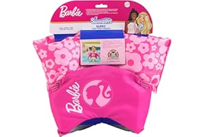 SwimWays Barbie Swim Trainer, US Coast Guard Approved Life Vest, Kids Swim Vest and Swimming Aid, Arm Floaties & Life Jackets for Kids 33-55 lbs