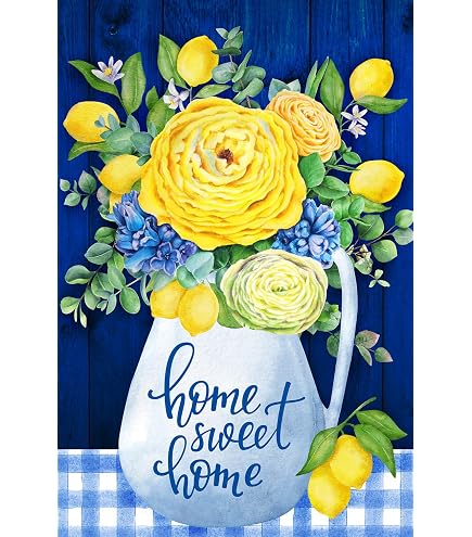 Gartenflagge 'Bless This Home' Mit Blauer Hortensie & Schmetterling – Wetterfestes Polyester, 30,5x45,7 Cm, Für Draußen