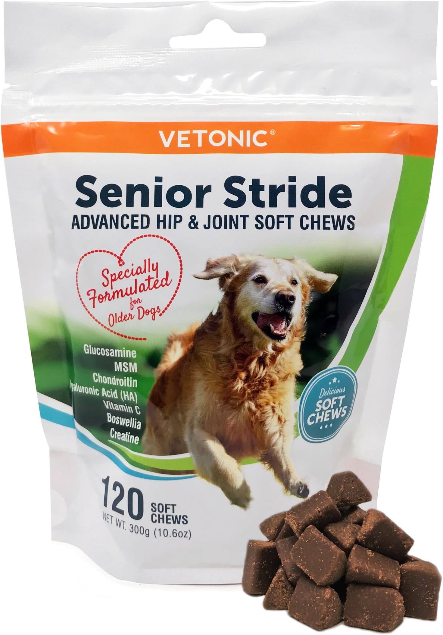 Vetonic Hip & Joint Mobility Supplement for Senior Canine Dogs (120, Soft Chews)