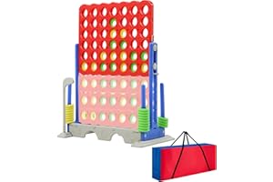 SDADI Height Adjustable Giant 4 in a Row Connect Game with Bag, 2-in-1 Jumbo 4-to-Score Game with Golf Game Set, Party Game, Indoor Outdoor Yard Game for Kids Adults and Family, Blue