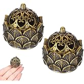 2Pcs Pure Copper Fortune Lotus Incense Holder, Black Brass Cone Incense Burner Holder, Home, Meditation Decor (1.18×1.1