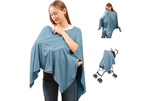 TENTIDE Nursing Cover for Breastfeeding- Viscose from Bamboo Ribbed Covers for Baby Breast Feeding, Full Coverage Privacy, Soft & Breathable Nursing Covers, Multi-Use Shawl Car Seat Cover