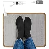 Heated Floor Mat - Foot Warmer Under Desk, 15.7x19.7in Heated Feet Rest for Home Office Desk, Winter 110V Electric Heating Pad with 3 Timers & 10 Adjustable Temperature
