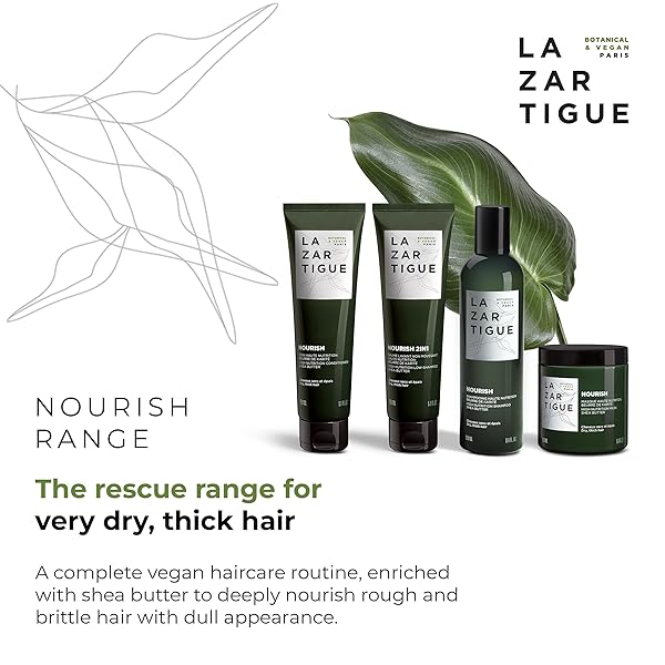 LAZARTIGUE NOURISH MASK – MOISTURIZING, CONDITIONING TREATMENT WITH COCONUT OIL AND SHEA BUTTER – NON-GREASY, EASY RINSE, SUPER CREAMY FORMULA – 100% VEGAN, SULFATE AND SILICONE FREE – 8.4 OZ
