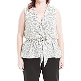 Max Studio Women's Plus Size Crepe Ruffle Wrap Blouse