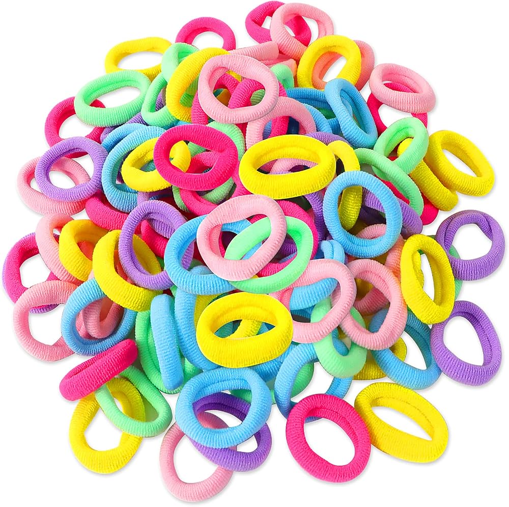 Hanyousheng 100 Pcs Girls Hair Ties Soft Small Seamless Hair Bands