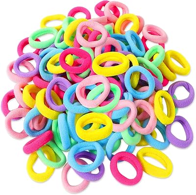 Hanyousheng 100 Pcs Girls Hair Ties Soft Small Seamless Hair Bands