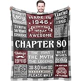 Joyloce 80th Birthday Gifts For Men Blanket 50*60, Happy 80th Birthday Gift Ideas, Gifts For 80-Year-Old, Gifts For Men Turning 80, Funny 80th Birthday Decorations, Unique Birthday Present 1946 Throw