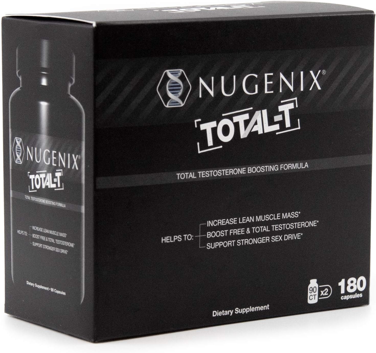 Nugenix Total-T - Total Testosterone Booster for Men - High Bioavailability Testosterone Boosting Ingredients - 180 Count: Health & Personal Care