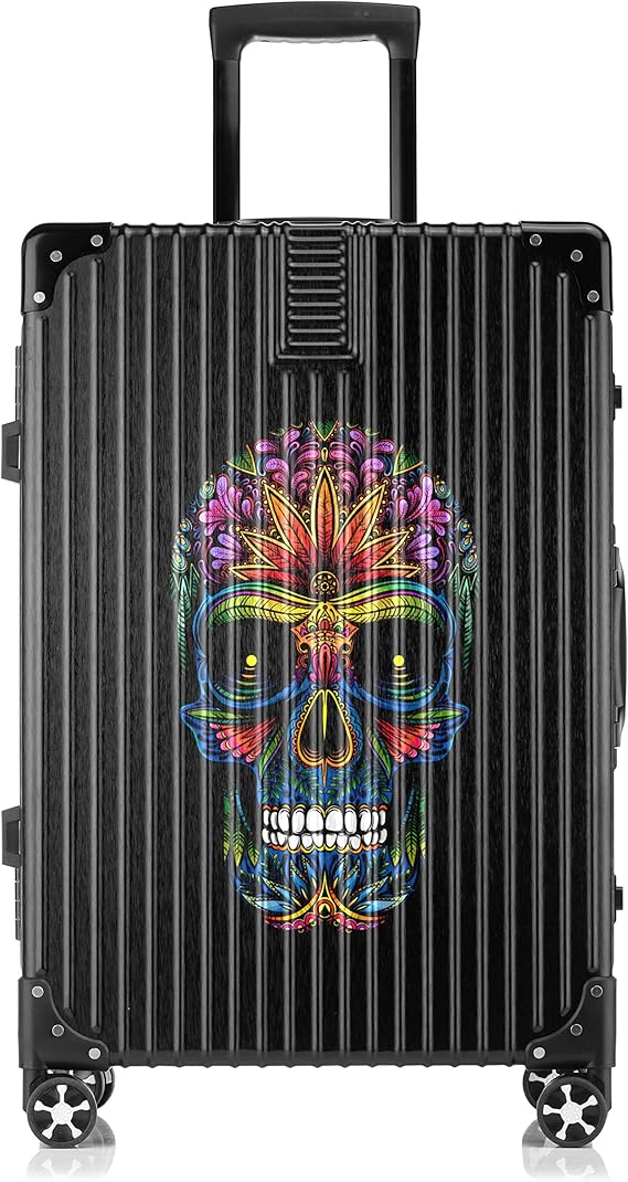 Durable Expandable Brigh Ethnic Gothic Sugar Skull 20'' Spinner Rolling