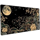 Aesthetic Painting Plant Desk Mat Floral Mouse Pad XXL Large Extended Gaming Desk Pad Moon Desk Matt for Desktop, Laptop Computer Keyboard Mouse Mat for Women Office Decor Accessories 31.5''x15.7''