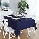 FOLINS&amp;HOME Navy Blue Rectangle Waterproof Tablecloth, 60 x 60 Inch | Heavy Duty Wrinkle Free Polyester Table Cloths, Washable Spillproof Table Cover for Party, Banquet - Square/Rectangular