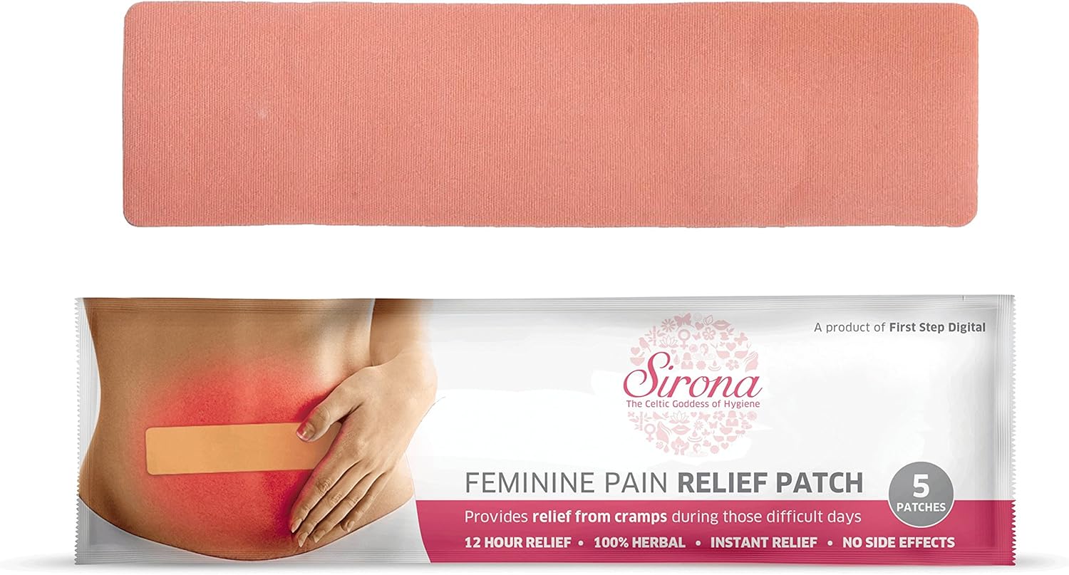 Sirona Herbal Pain Relief Patches - Pack of 5 | Instant Relief from Menstrual Cramps, Lower Abdomen, Back | Cool Patches with No Chemical Actives, No Side Effects: Health & Personal Care