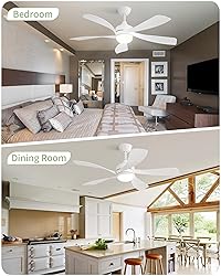 CACI Mall 52" White Ceiling Fans with