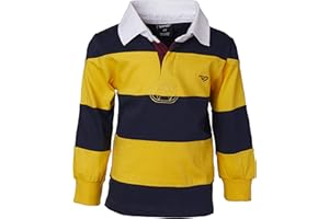 Sportoli Boys Cotton Wide Striped Long Sleeve Polo Rugby Shirt