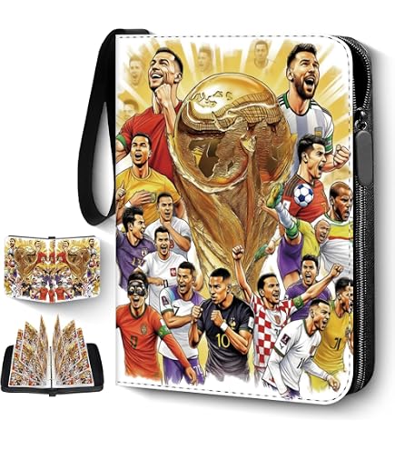 Soccer Card Binder, Trading Card Binder 4 Pocket with 50 Removable Sleeves Fits 400 Sport Cards, 3 Ring Card Holder Binder with Zipper, Collector Storage Album : Toys & Games